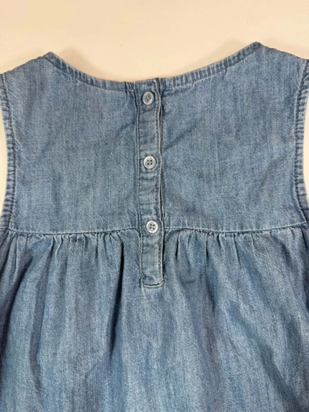 GAP Denim Girls 6-7 Embroidered Chambray Dress‎ Floral Boho Summer Cottagecore